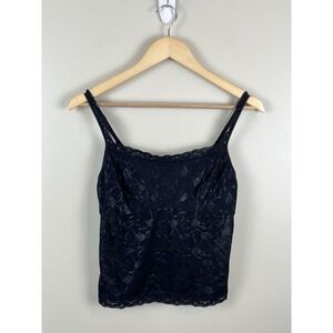 Vasarette Women's Lg Sheer Mesh Tank Top Babydoll Black Lined Babydoll Goth